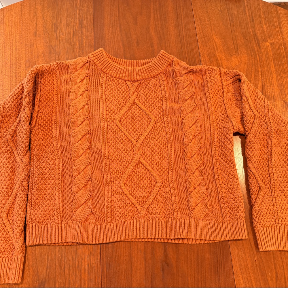 Quince Cotton Sweater Sz M Copper Cable